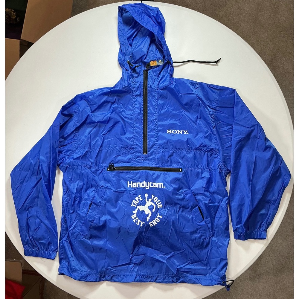 VTG 90s Sony Handycam Windbreaker Jacket Mens XL Blue Anorak Tech Promo 90s Y2K